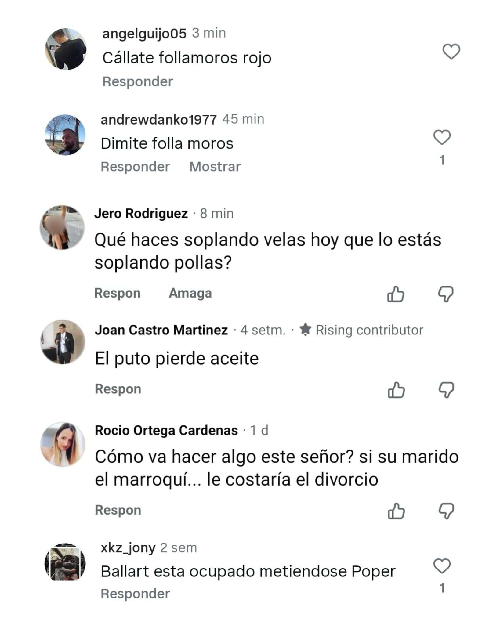 Comentaris homòfobs i racistes a l'Instagram de Jordi Ballart