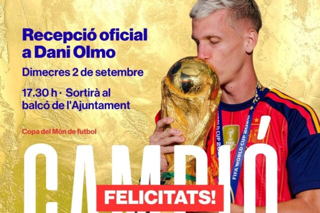 Terrassa rebrà el campió del món Dani Olmo el Dimecres 2 de setembre, a les 17 h